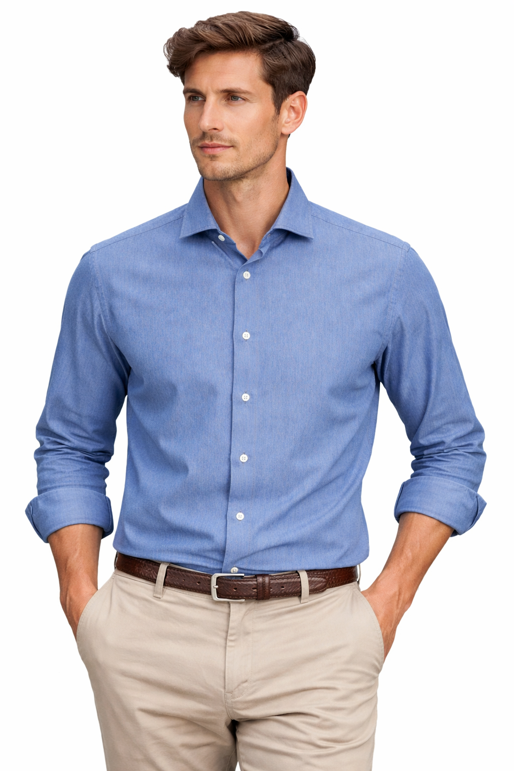 MC2 Saint Barth Men Shirt Denim Blue Chiaro Light Blue
