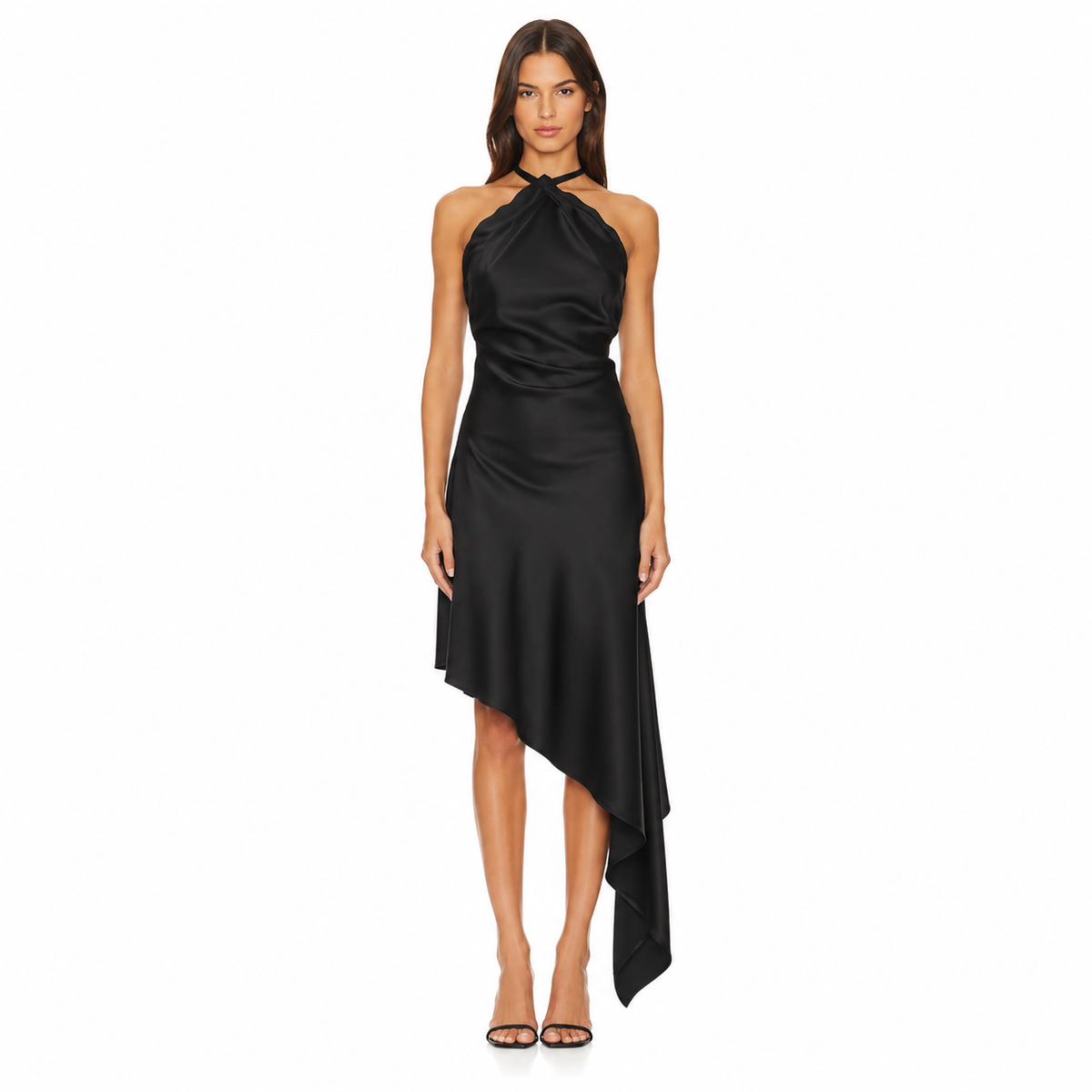 The Attico Women Dress Asimmentrico Satin Black