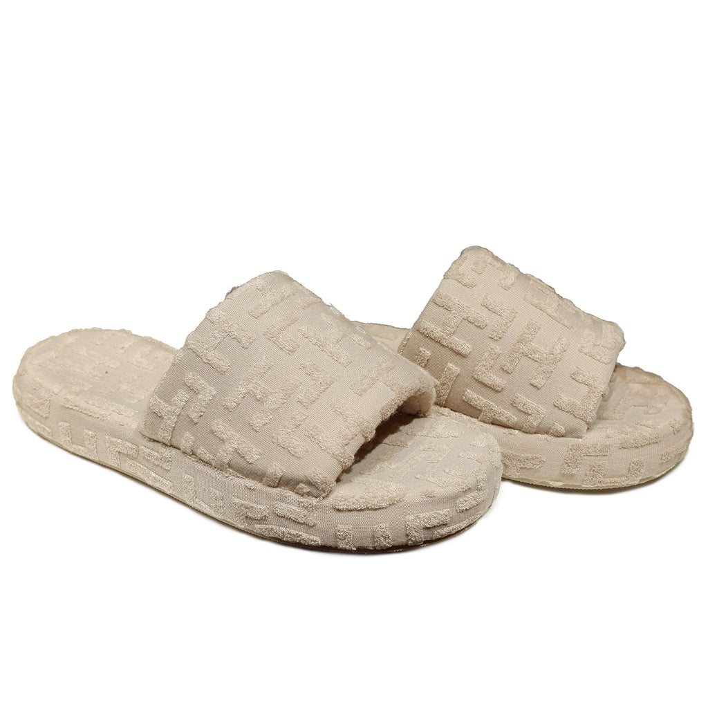Hinnominate Women Ciabatta Flat Terry Flip-Flops Beige