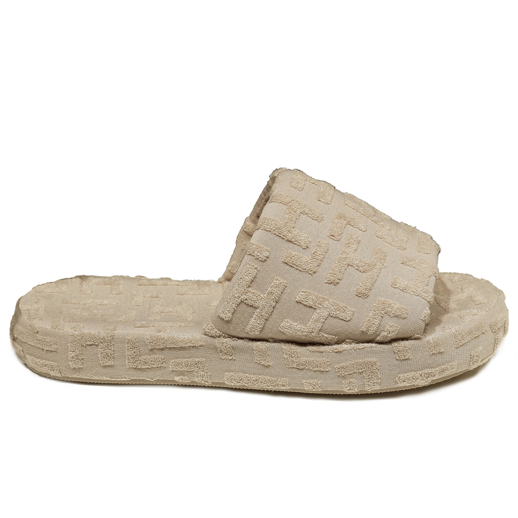 Hinnominate Women Ciabatta Flat Terry Flip-Flops Beige