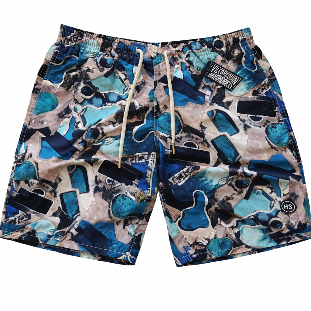 Vilebrequin Men Swim Shorts Abstract Print Blue