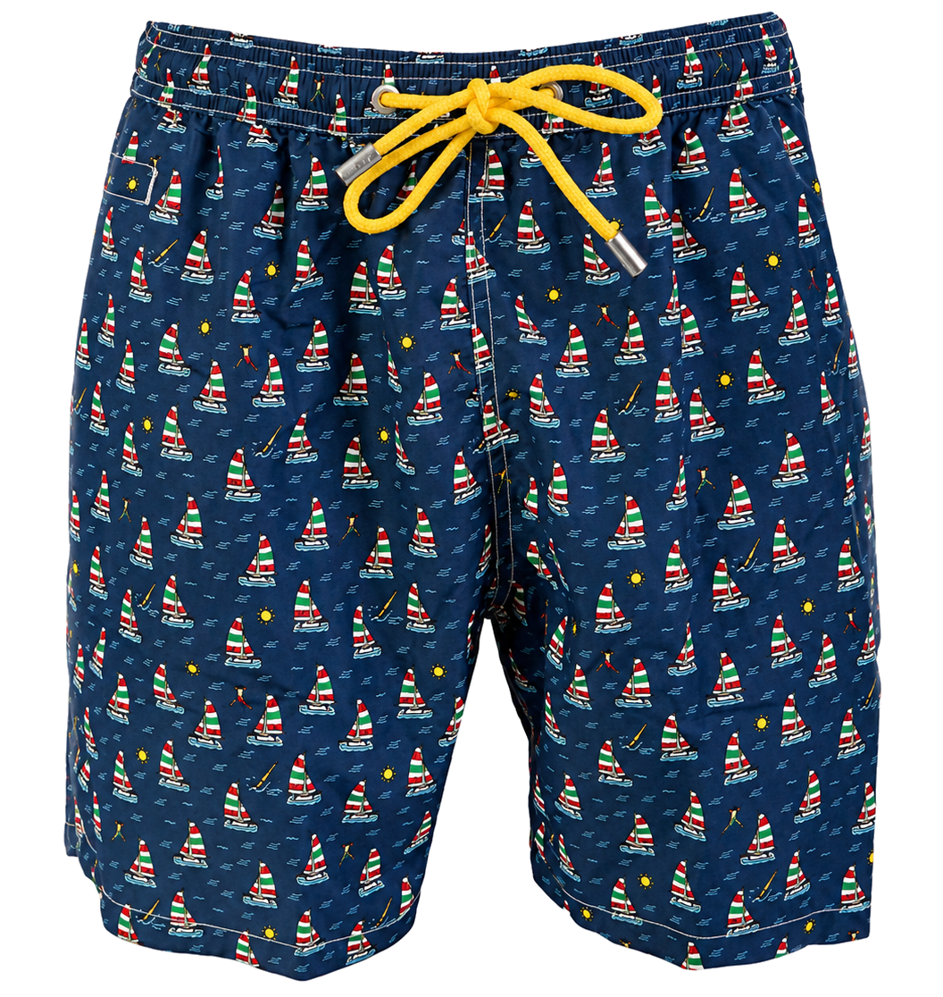 MC2 Saint Barth Men Micro Patterned Jump Boat Swimwear Blue