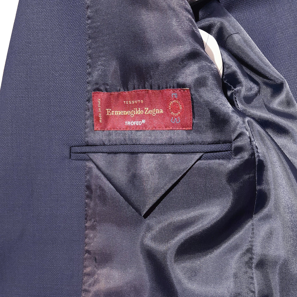 Ermenegildo Zegna Fabric Men Suit Wool Navy Blue