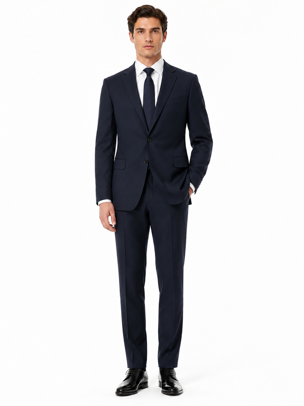 Ermenegildo Zegna Fabric Men Suit Wool Navy Blue
