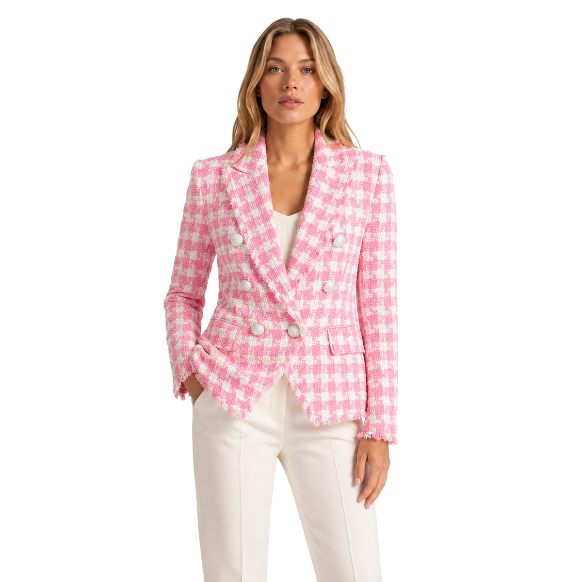 Balmain Women Jacket Quadri Pink