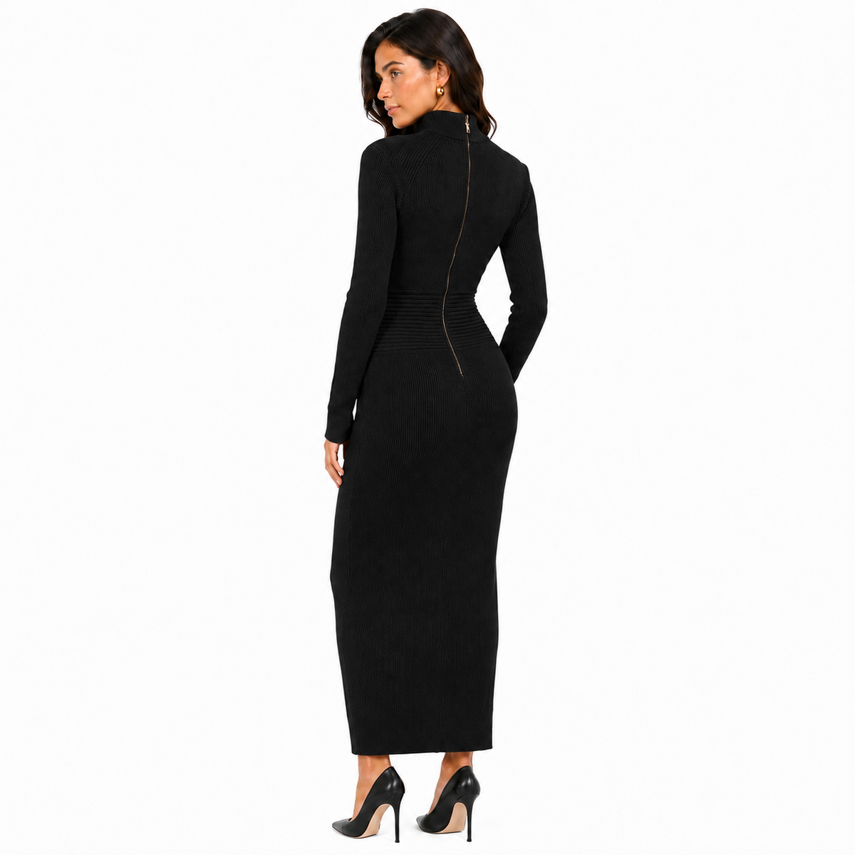 Balmain Women Dress Ribbed Black