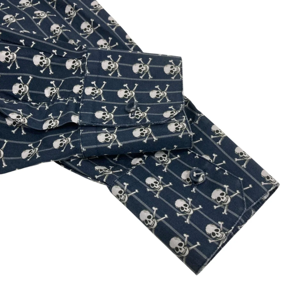 Dolce & Gabbana Men Shirt Print Teschi Blue