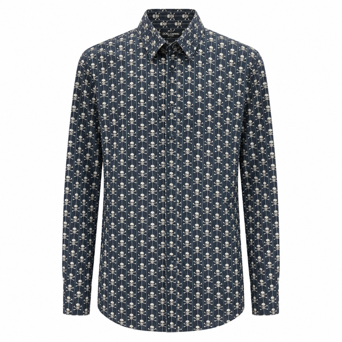 Dolce & Gabbana Men Shirt Print Teschi Blue