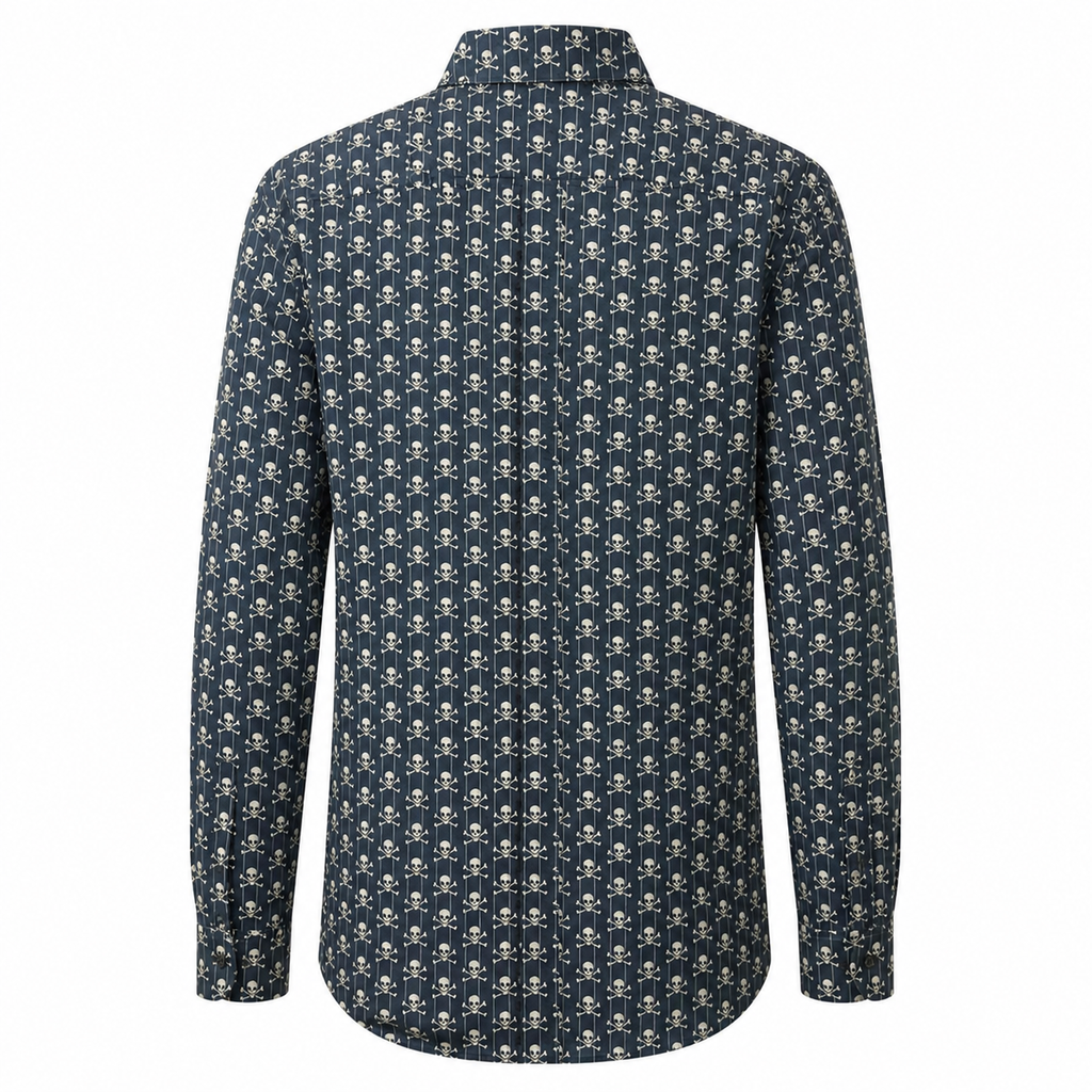 Dolce & Gabbana Men Shirt Print Teschi Blue