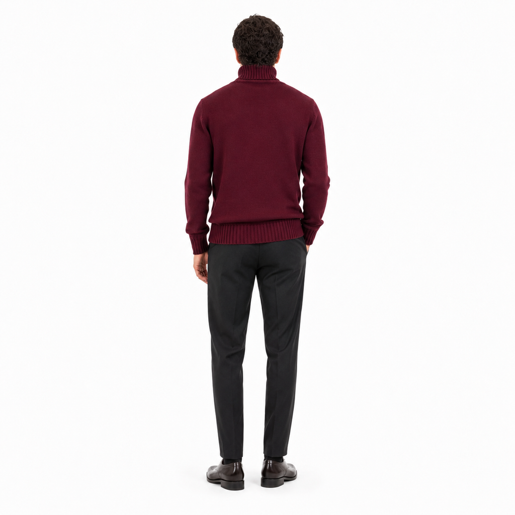 Alpha Studio Men Turtleneck Wool Red