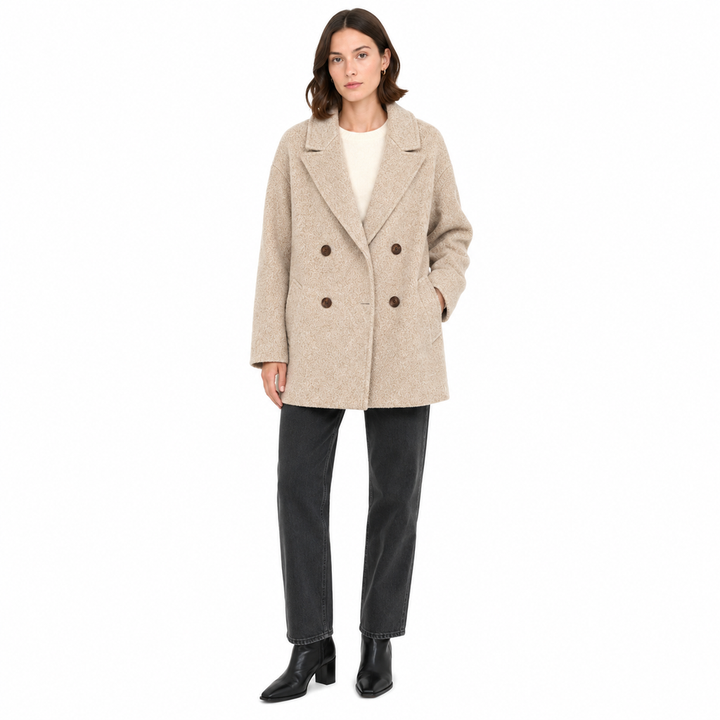 Bagutta Women Coat Wool Double-Breasted Beige
