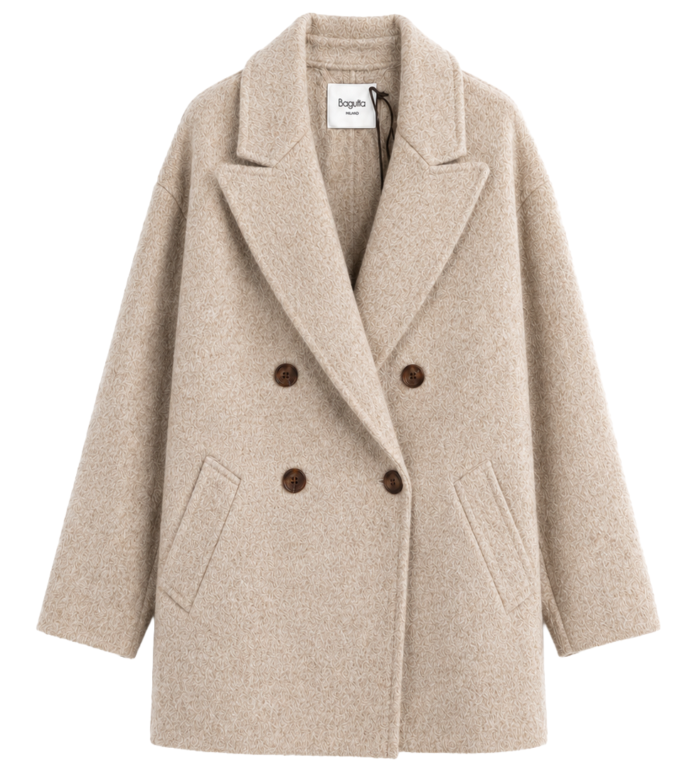 Bagutta Women Coat Wool Double-Breasted Beige