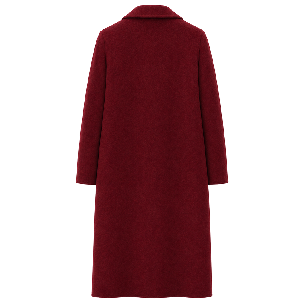Alpha Studio Women Coat Double-Breasted Long Wool Red