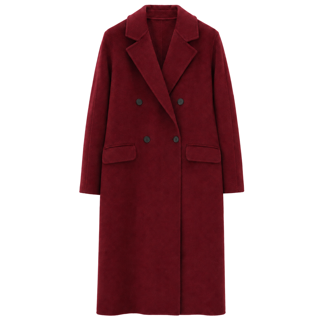 Alpha Studio Women Coat Double-Breasted Long Wool Red