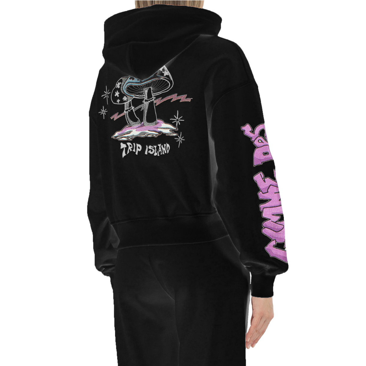Comme Des Fuckdown Women Sweatshirt Hooded Embroidered Black