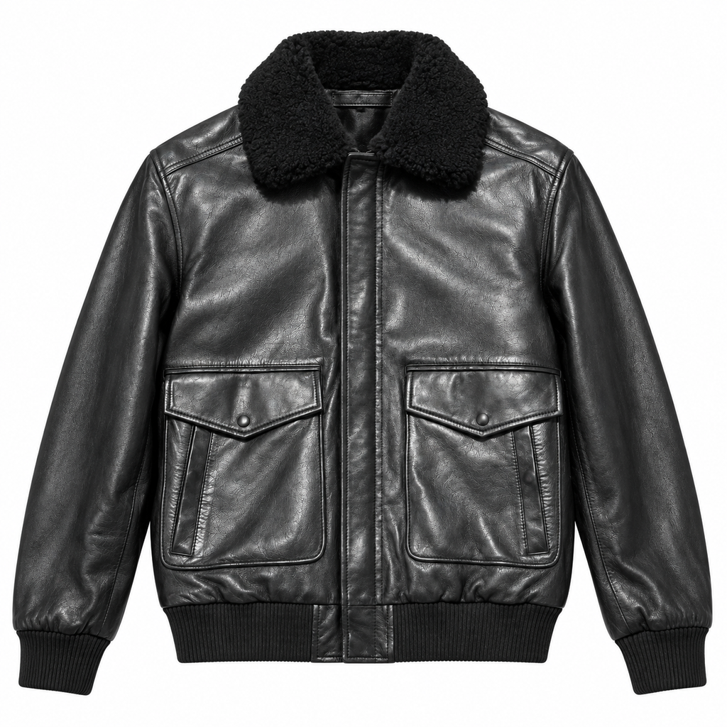 Emilio Romanelli Men Jacket Leather Colletto Pelliccia Black