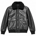 Emilio Romanelli Men Jacket Leather Colletto Pelliccia Black