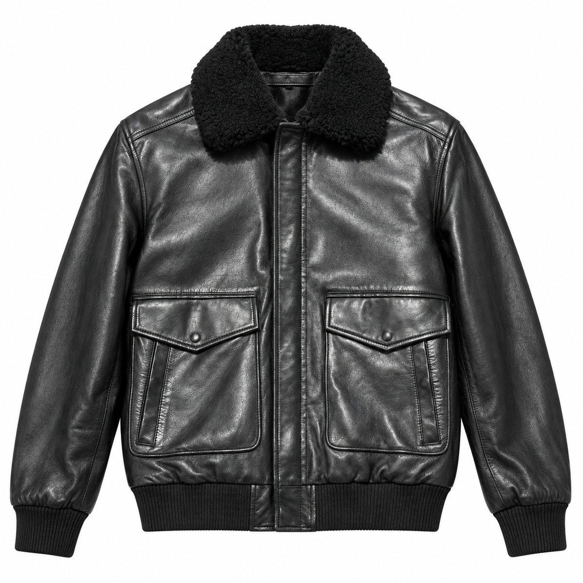 Emilio Romanelli Men Jacket Leather Colletto Pelliccia Black