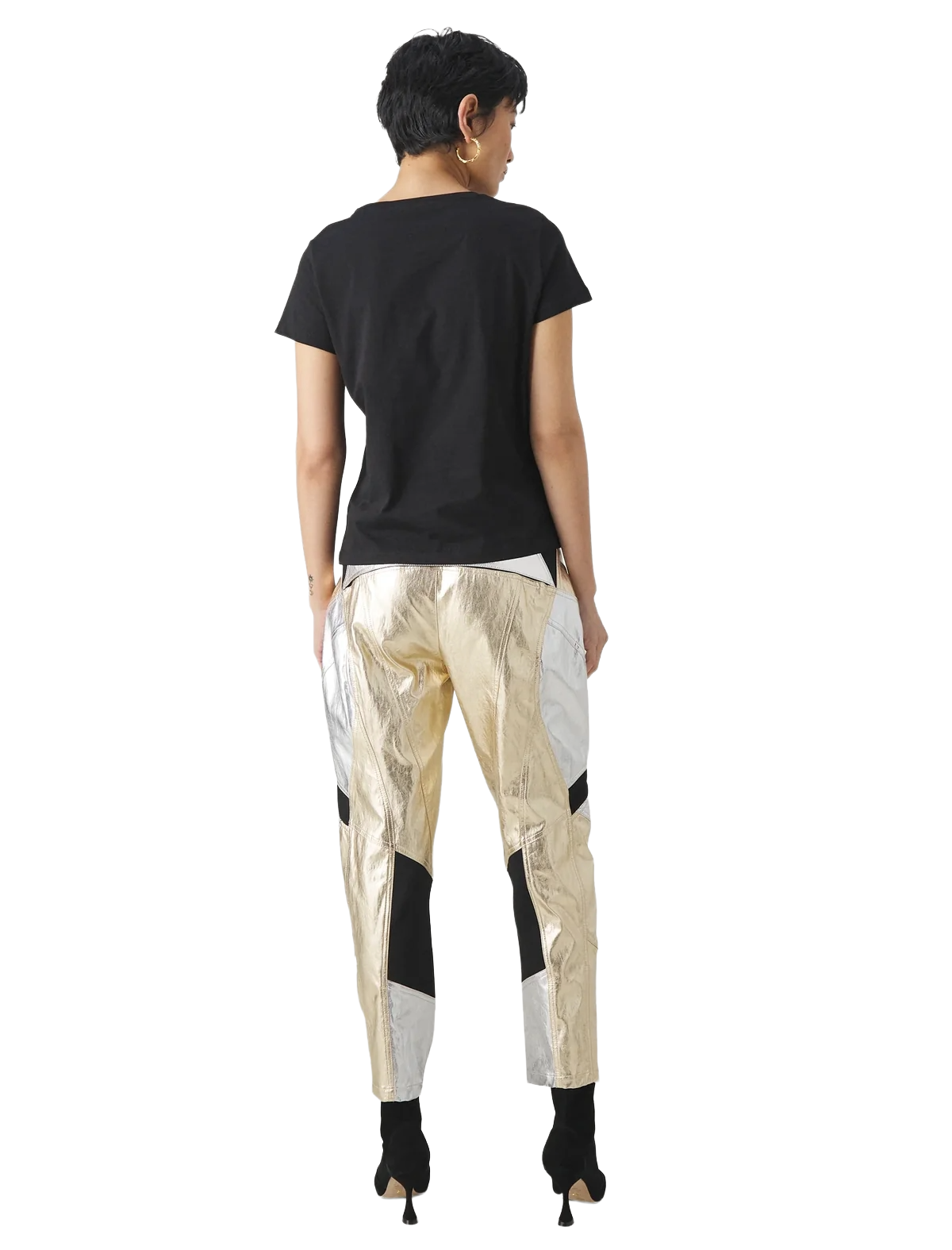 Pinko Women Trousers Prometeo Gold Silver Multicolor