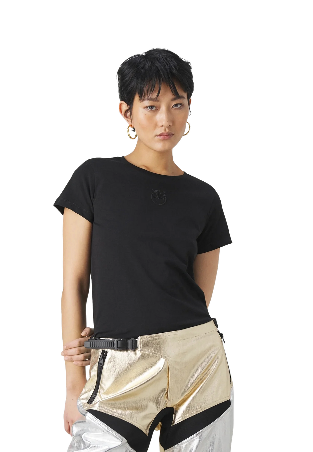 Pinko Women Trousers Prometeo Gold Silver Multicolor