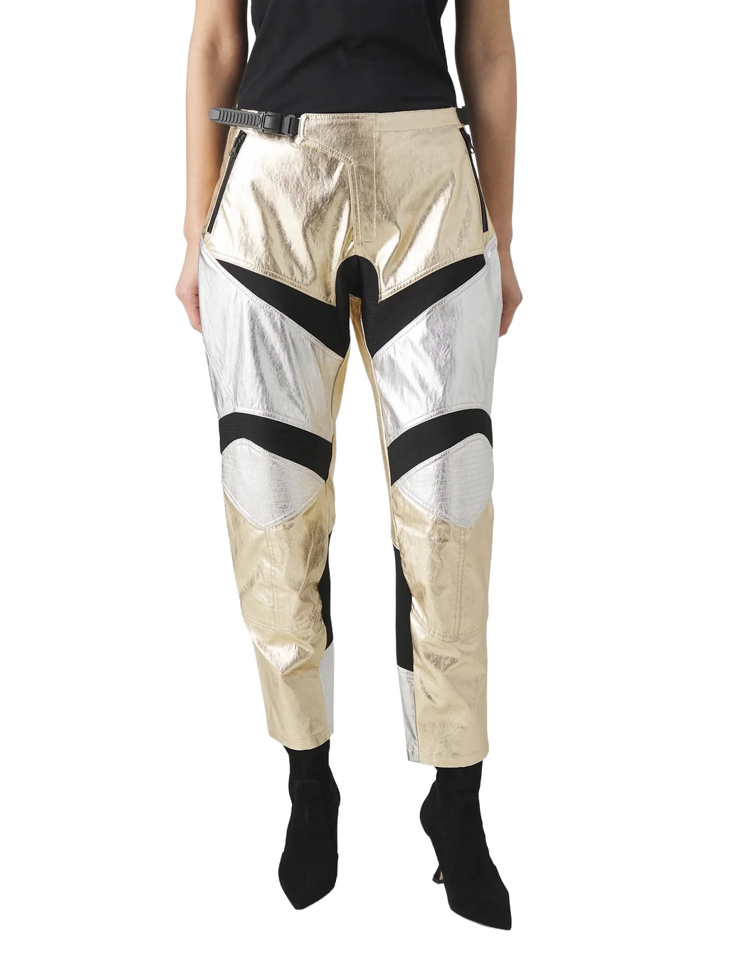 Pinko Women Trousers Prometeo Gold Silver Multicolor