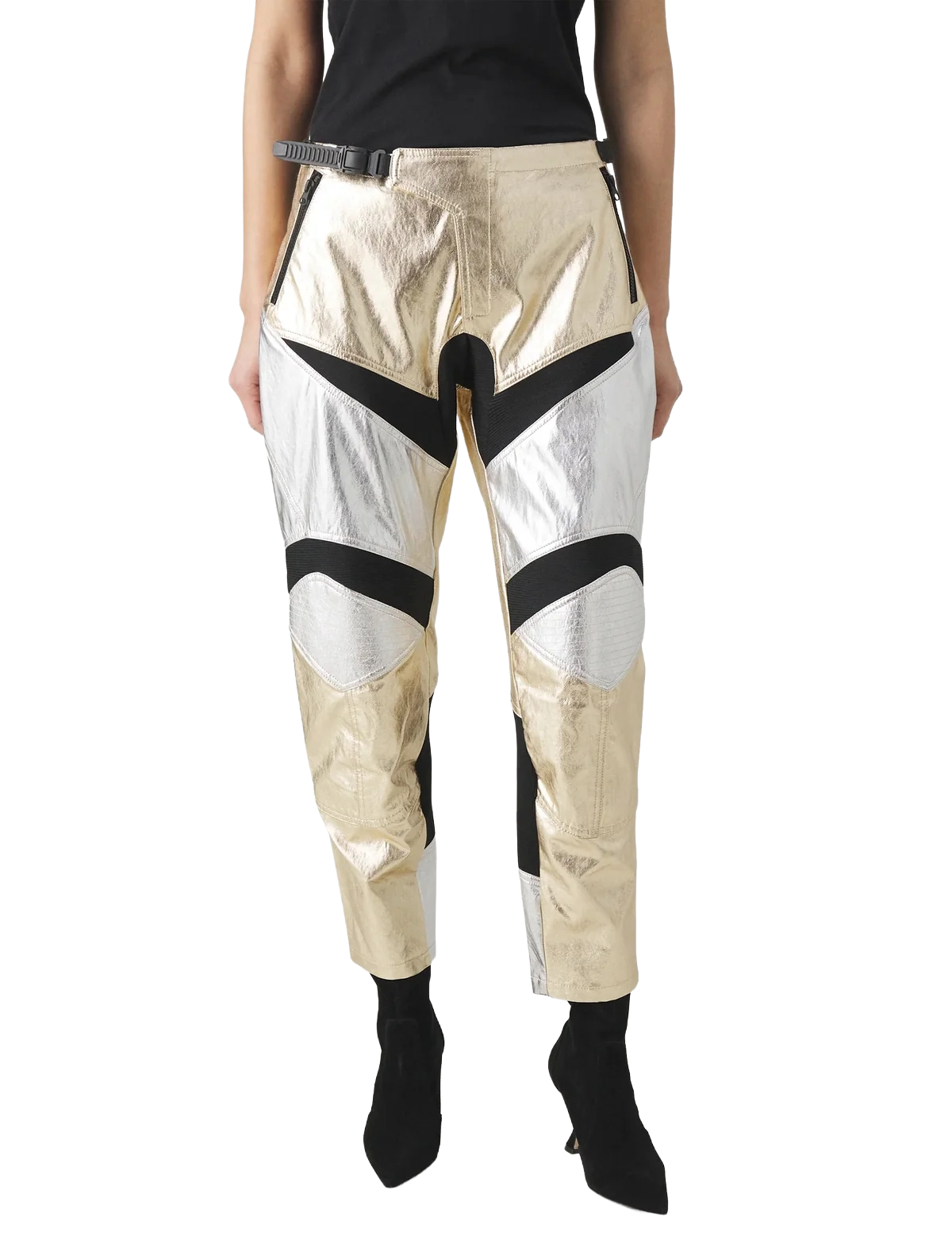 Pinko Women Trousers Prometeo Gold Silver Multicolor