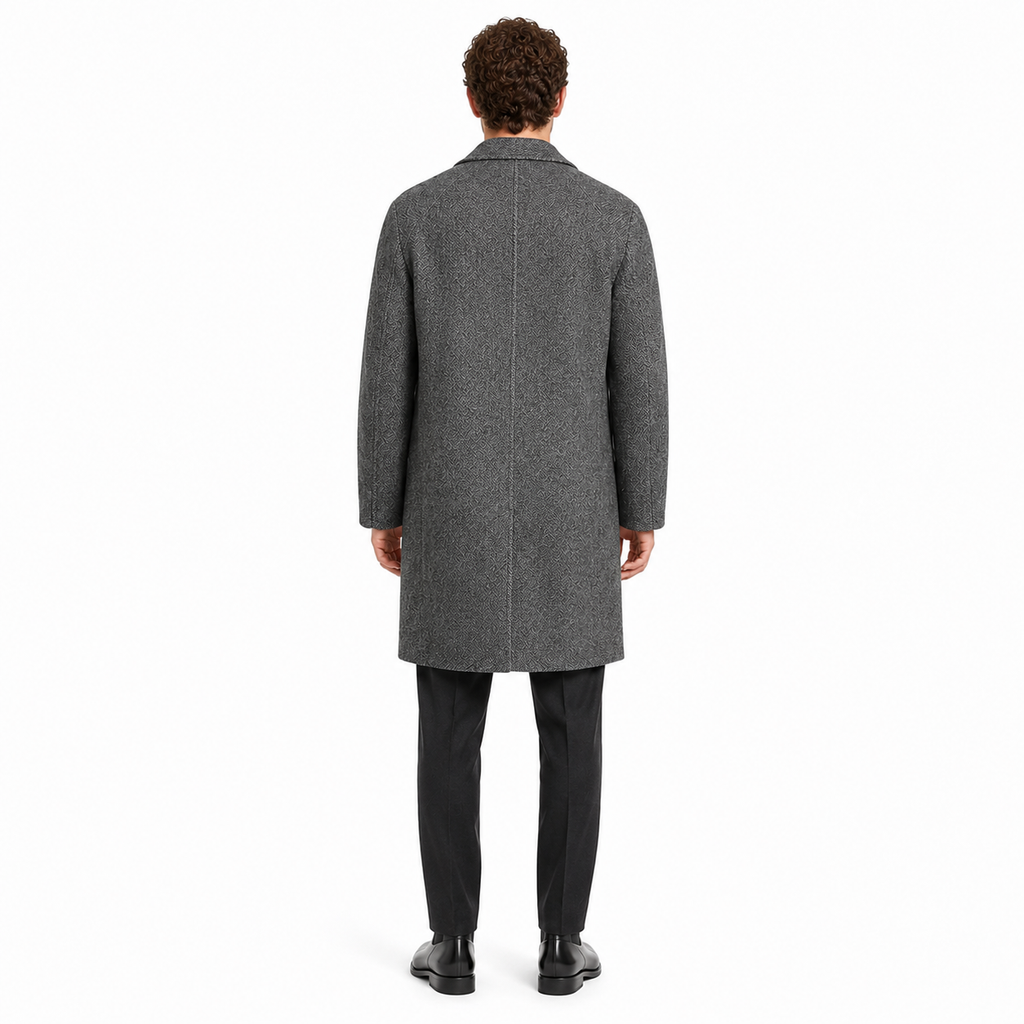 Alpha Studio Men Lapel Long Coats Grey