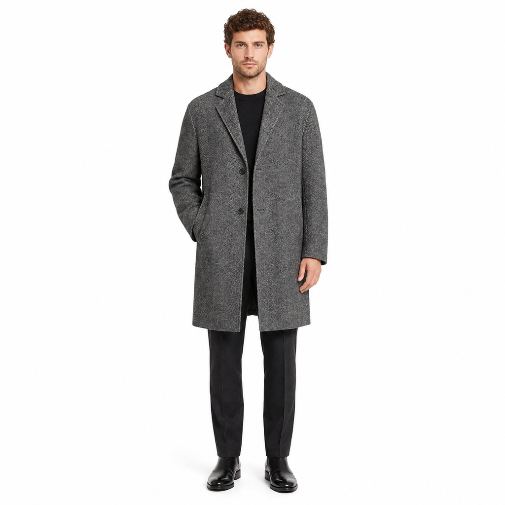 Alpha Studio Men Lapel Long Coats Grey