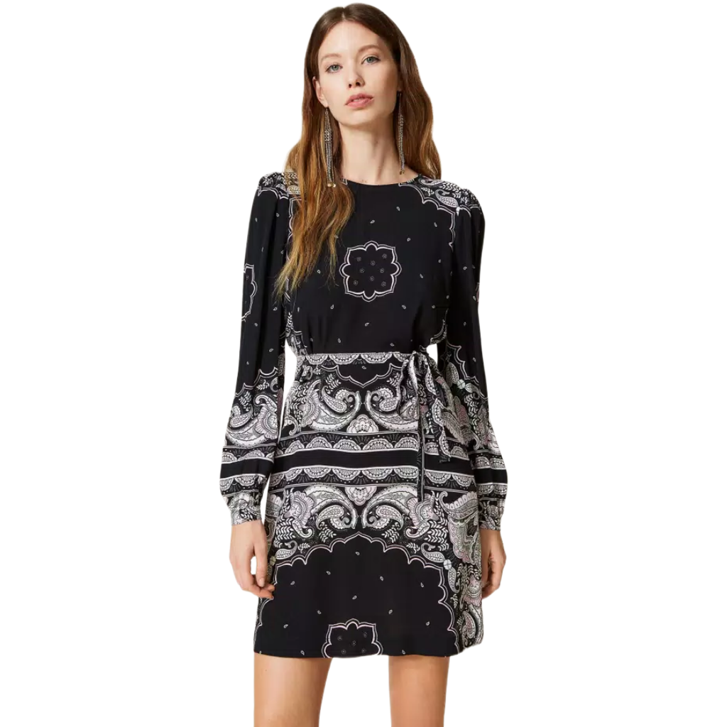 Twinset Women Dress Print Bandana Black