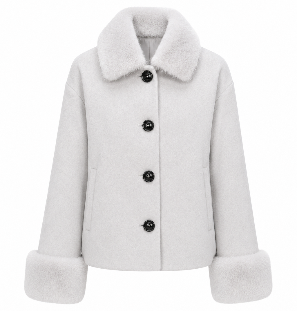 Loro Piana Fabric Women Coat Short Pelliccia Ice