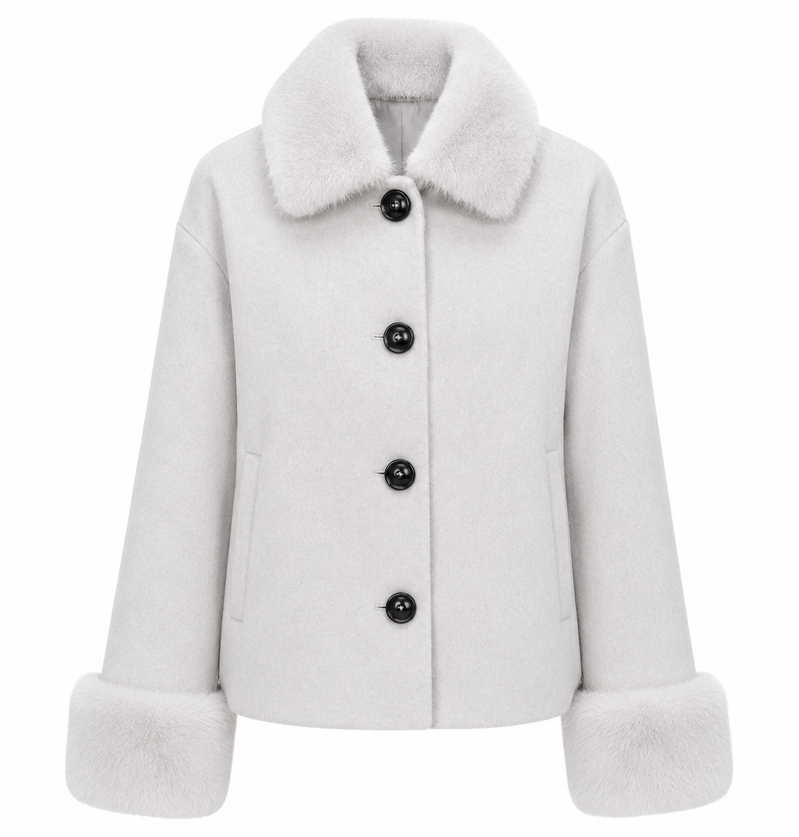 Loro Piana Fabric Women Coat Short Pelliccia Ice