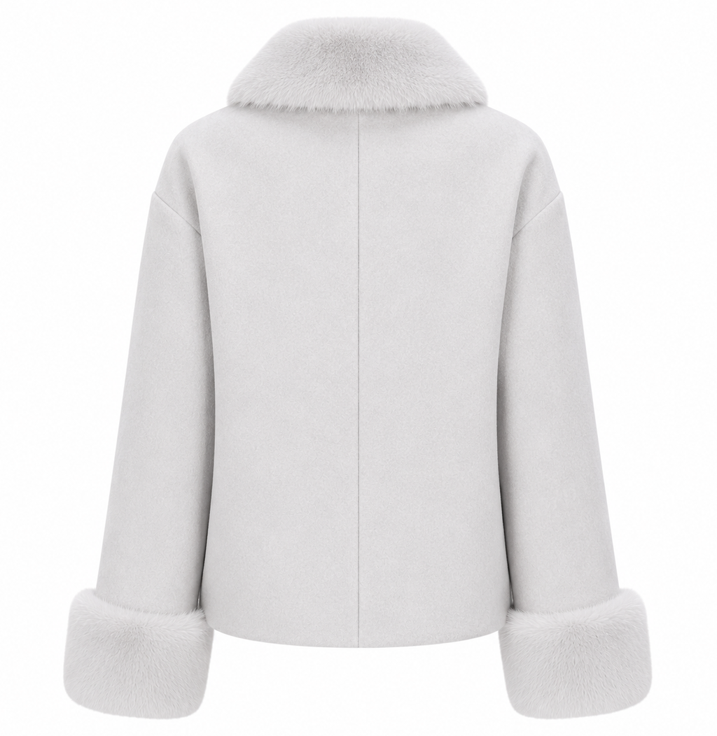 Loro Piana Fabric Women Coat Short Pelliccia Ice
