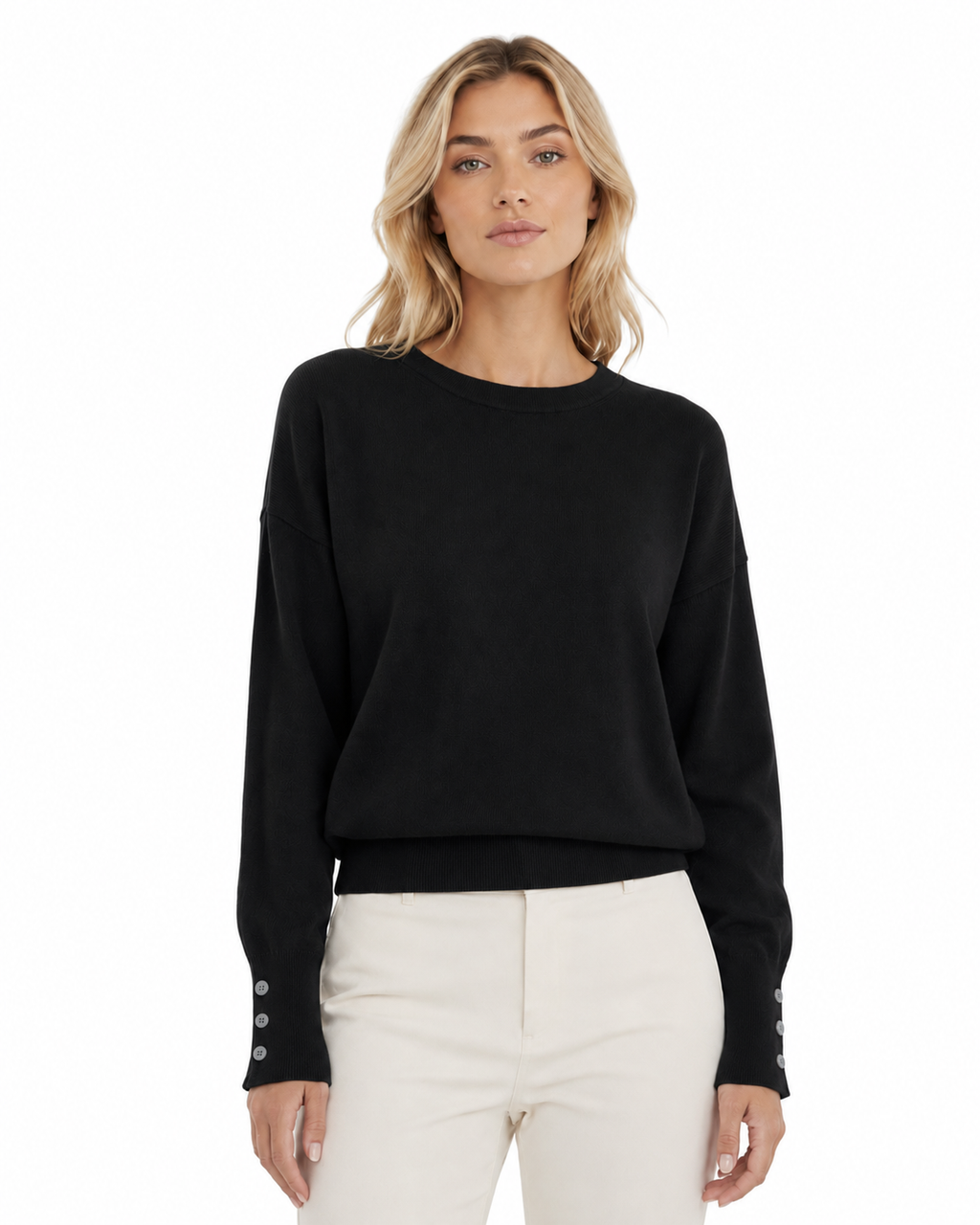 Alpha Studio Women Crew Neck seta-cashmere Sweaters Black