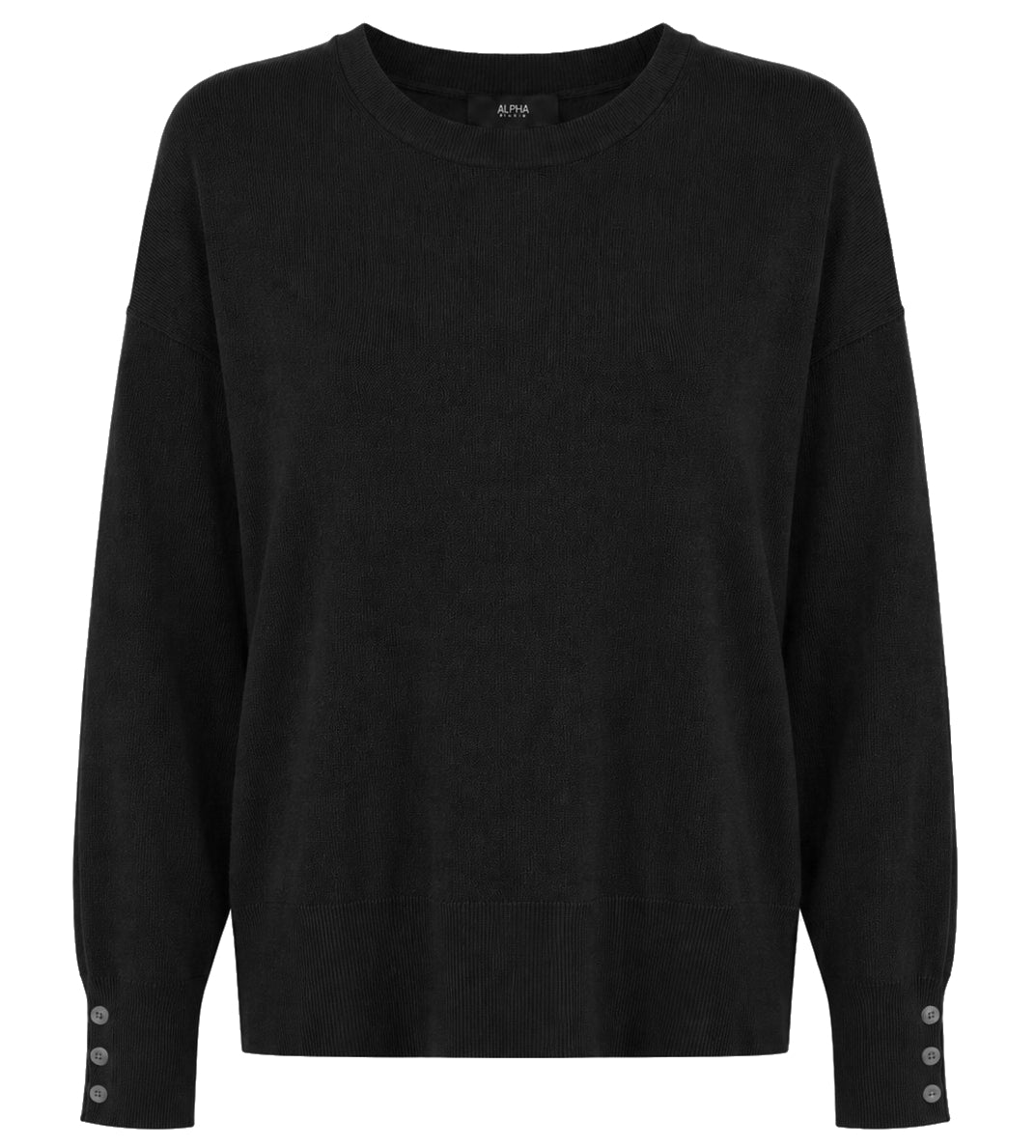 Alpha Studio Women Crew Neck seta-cashmere Sweaters Black