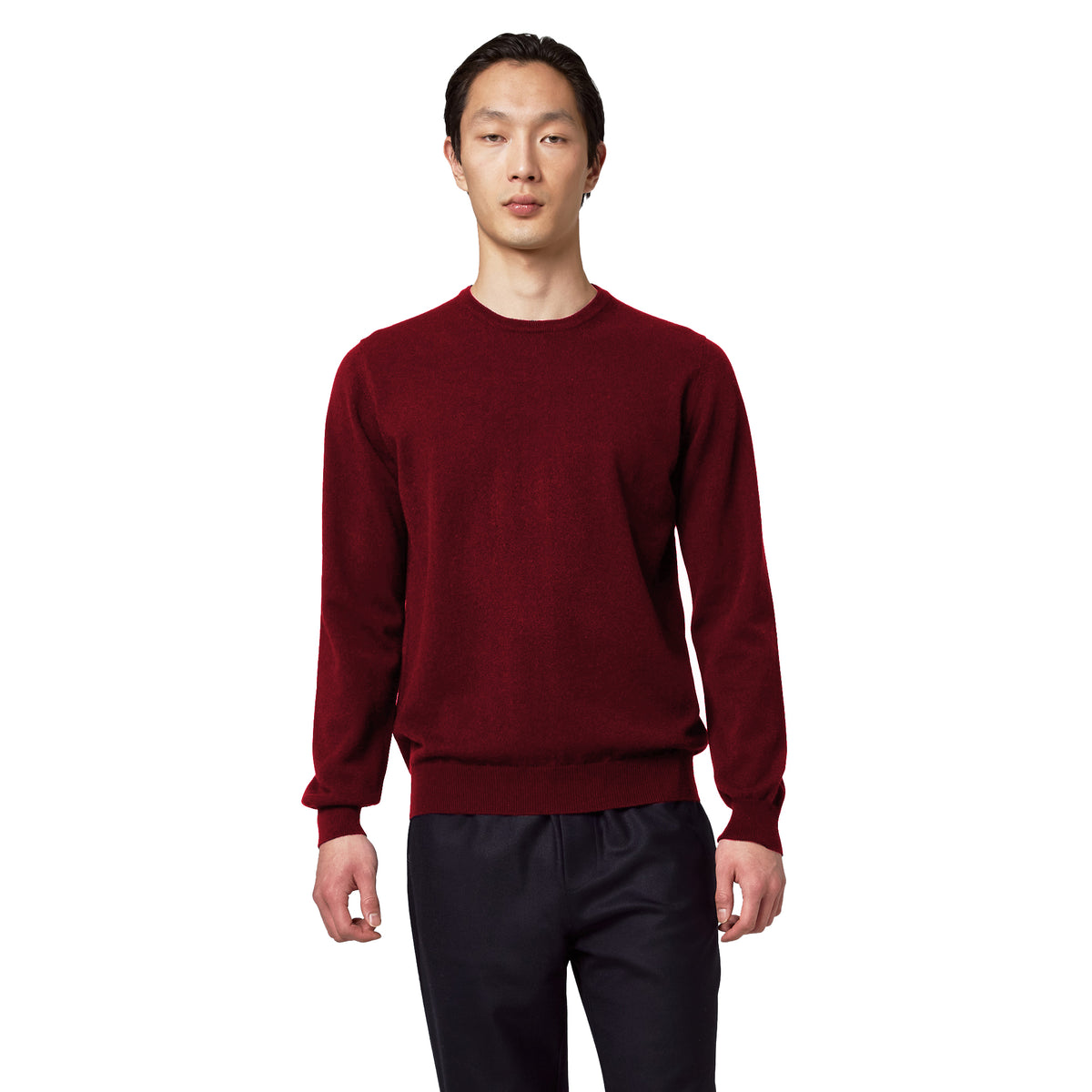 Alpha Studio Men Crew Neck Cashmere Sweaters Red