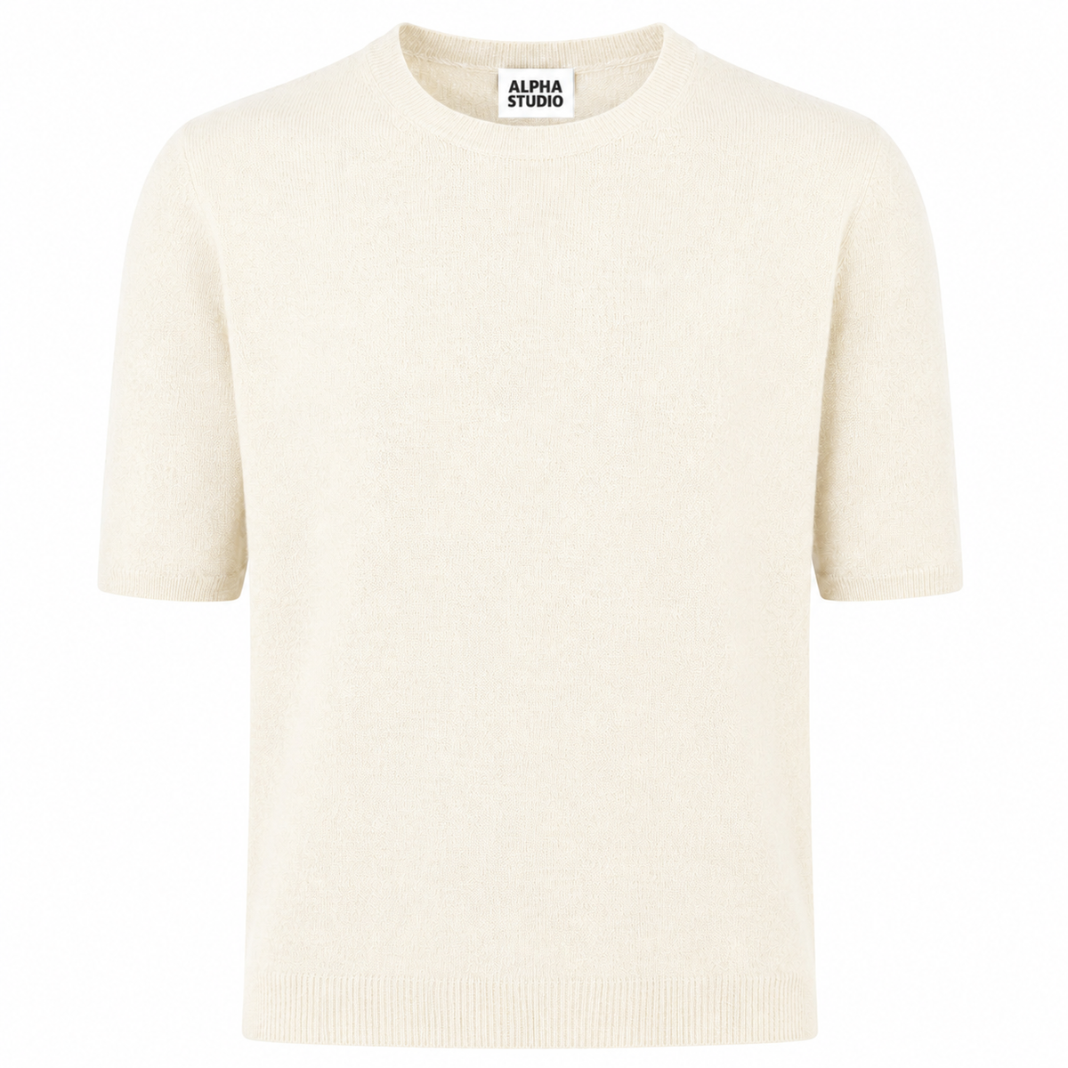 Alpha Studio Women Crew Neck Gomito Coste Mix Sweaters White