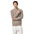 Alpha Studio Men Crew Neck Trecce Cashmere Sweaters Beige