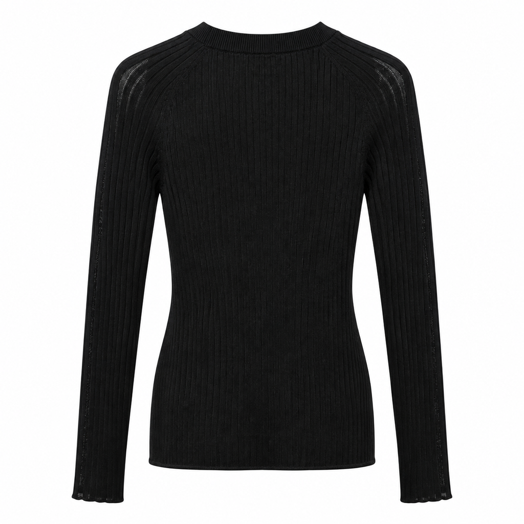 anna molinari Women Crew Neck Long Coste Sweaters Black
