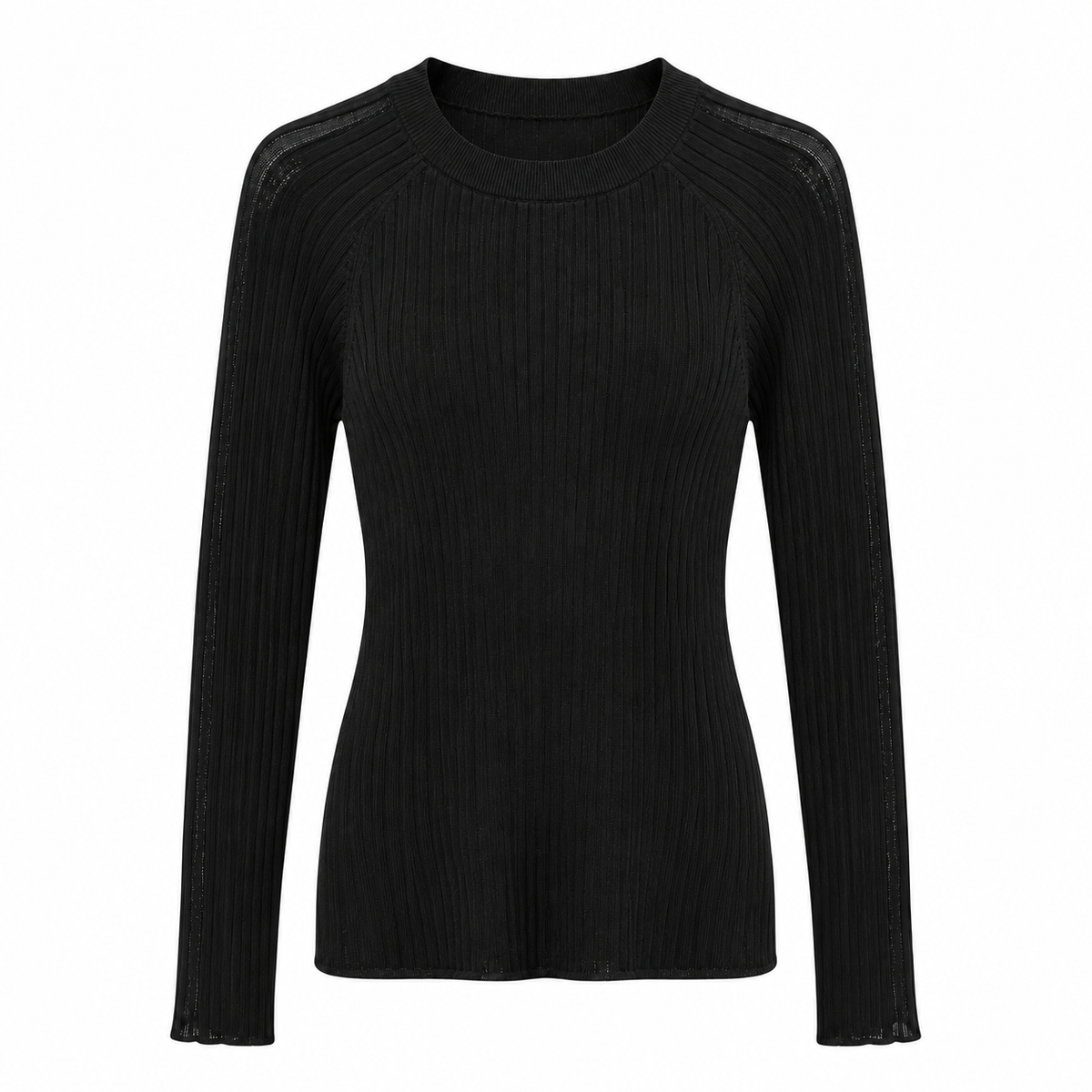 anna molinari Women Crew Neck Long Coste Sweaters Black