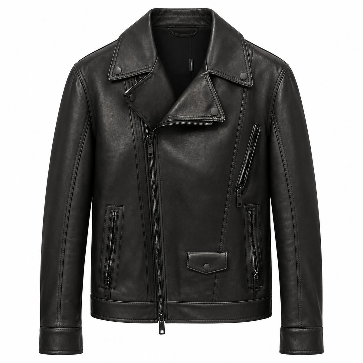Dolce & Gabbana Men Chiodo Leather Jackets Black