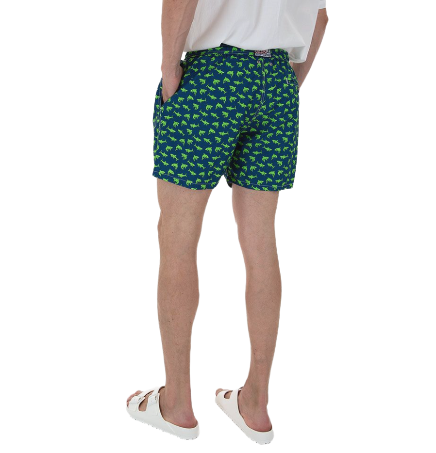 MC2 Saint Barth Men Micro Patterned Shark Sight Swimwear Blue