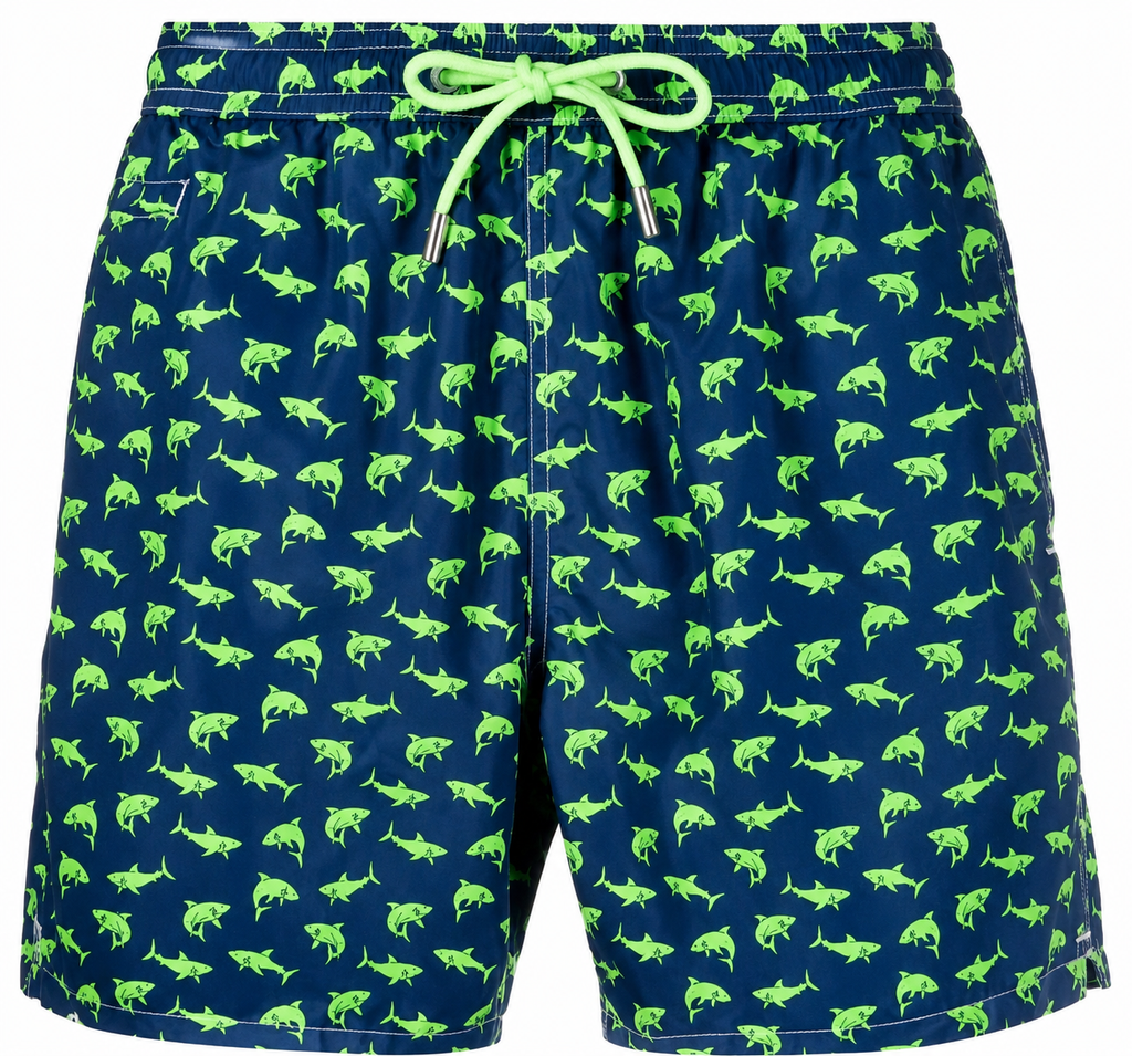 MC2 Saint Barth Men Micro Patterned Shark Sight Swimwear Blue