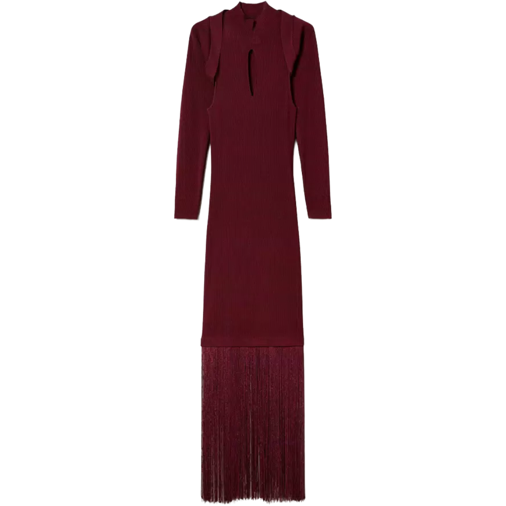 Twinset Women Dress Long Frange Coprispalle Red