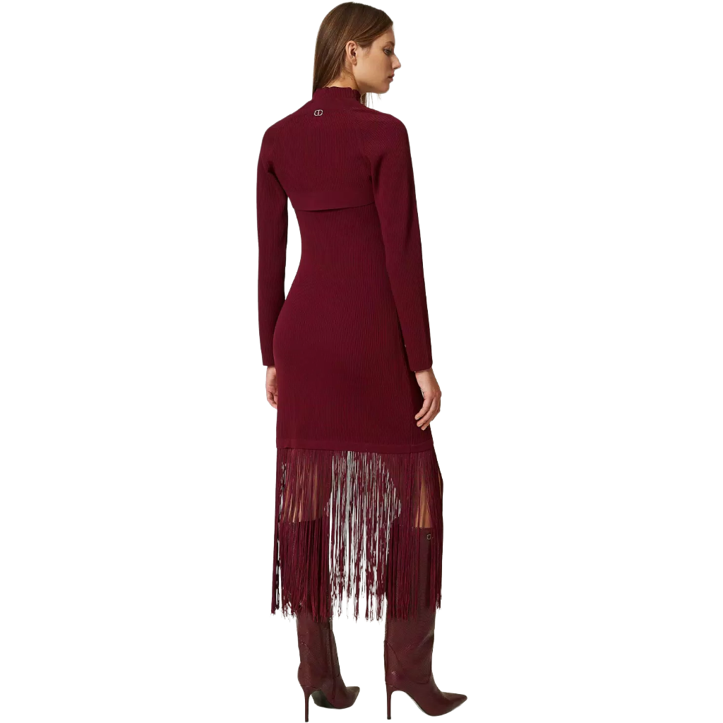 Twinset Women Dress Long Frange Coprispalle Red
