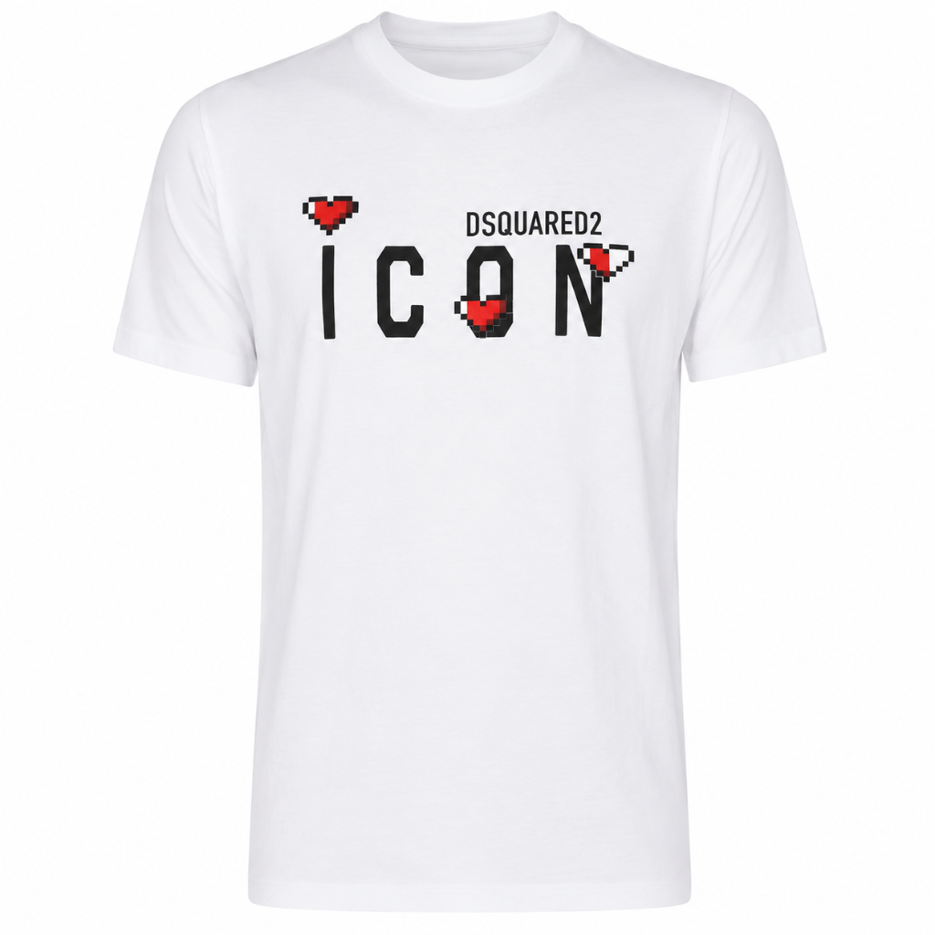 Dsquared2 Men T-Shirt Pixel Heart White