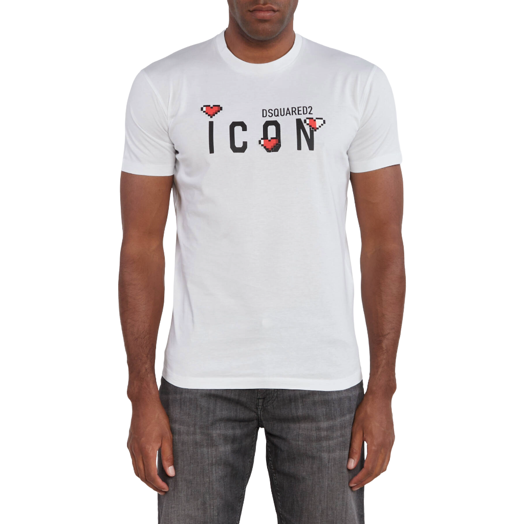 Dsquared2 Men T-Shirt Pixel Heart White