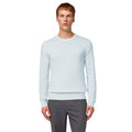 Alpha Studio Men Crew Neck Silk Cashmere Sweaters Light Blue