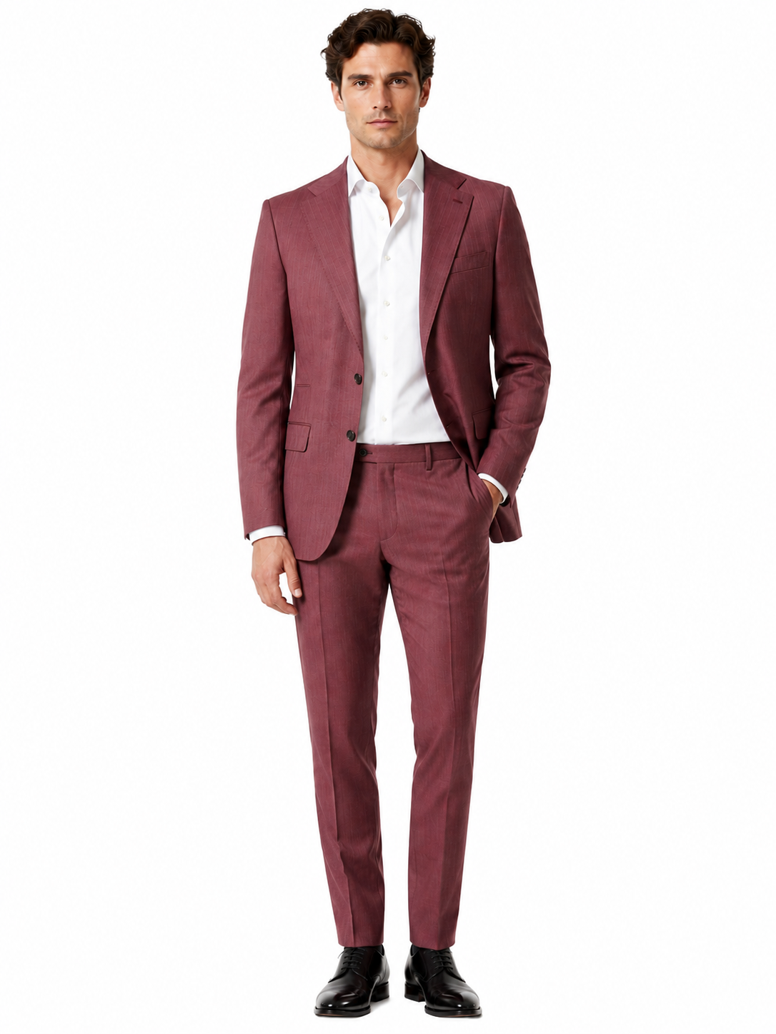 Ermenegildo Zegna Fabric Men Suit Wool Pinstripe Purple