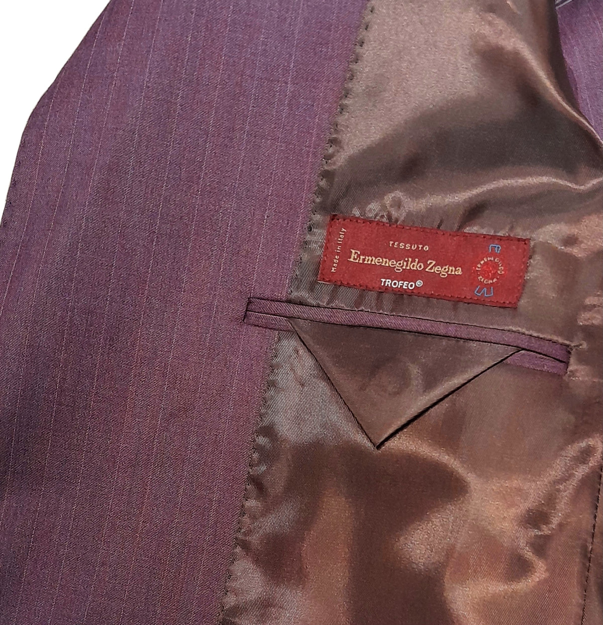 Ermenegildo Zegna Fabric Men Suit Wool Pinstripe Purple