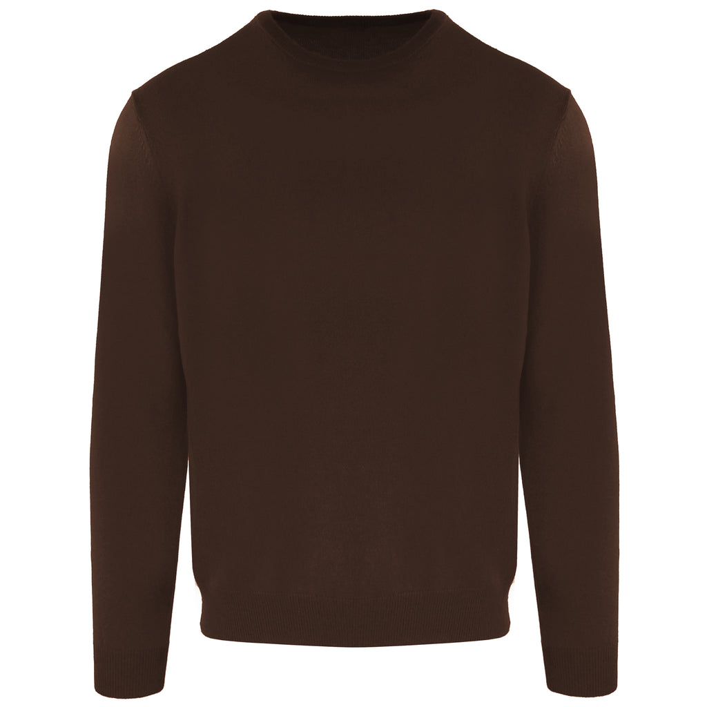 Malo Men Crew Neck Blend Cashmere Moro Sweaters Brown